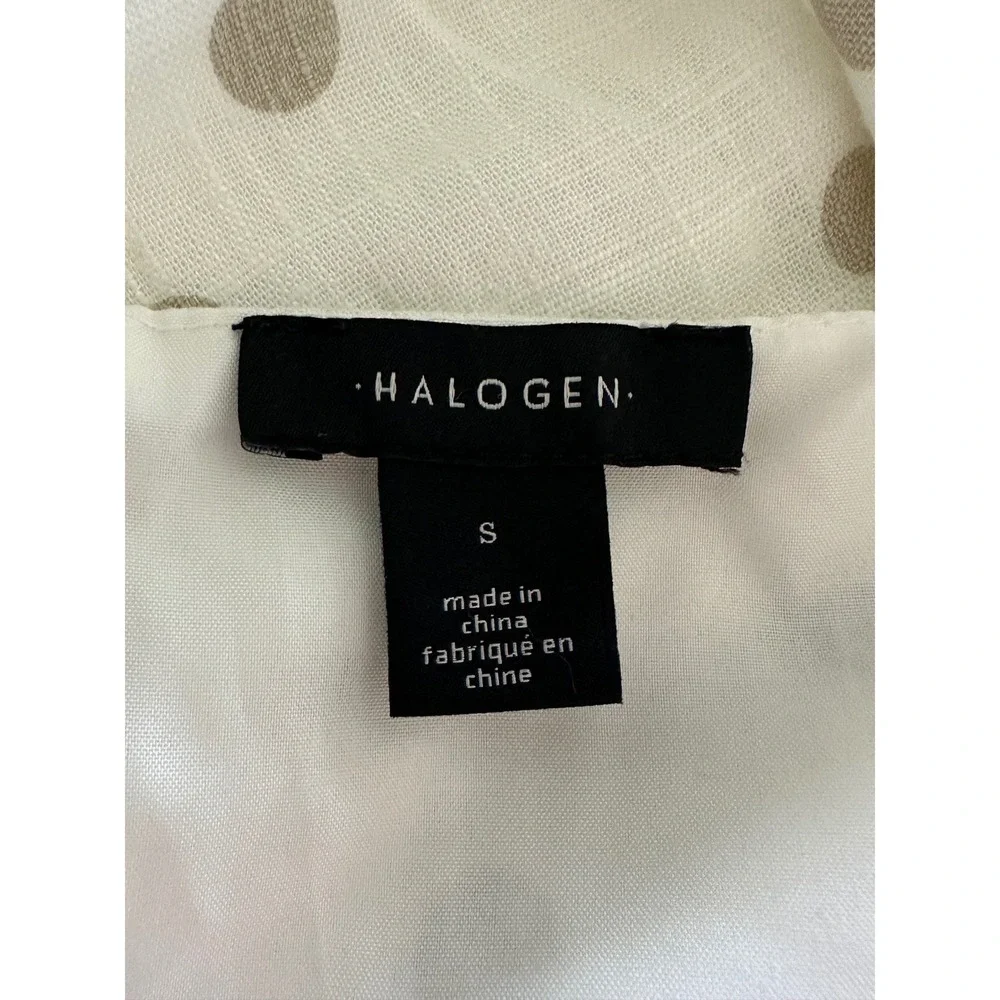 Halogen Polka Dot Linen Sleeveless Maxi Dress New!
